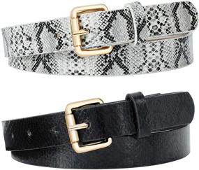 img 4 attached to 🐍 JASGOOD Snakeskin Fashion Leather C Black Women's Belt: Chic Accessories for Stylish Ensembles