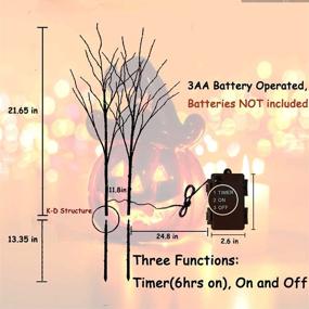 img 1 attached to 🎃 Хэйруи Освещенные Хэллоуинские Ветви Дерева: 32IN 100L Оранжевые Феерические огни с таймером - Зловещие Черные Ветви Светящихся Веток, Батарейки, работающие внутри/снаружи, Декорации для Хэллоуинской Вечеринки