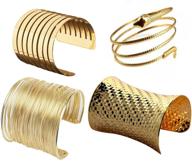 💫 exquisite colorful bling: enhance your style with this 4 piece punk open wide cuff bangle exaggerated snake carved wire wrist bracelet wrap cuff jewelry for women logo