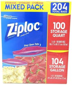 img 3 attached to 🔒 Ziploc Gallon & Quart Double Zipper Variety Pack - Pack of 204 All Purpose Storage Bags