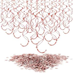 img 4 attached to Konsait Rose Gold Foil Hanging Swirls Decorations (30 Counts) + Star Table Confetti (15g) - Perfect Party Supplies for Wedding, Bridal Shower, Engagement, Birthday and More!