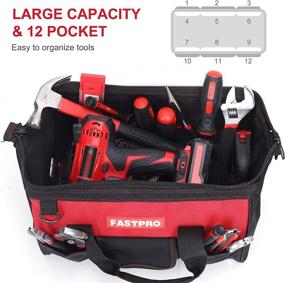 img 1 attached to 👜 FASTPRO 14-Inch Zip-top Wide Mouth Open Storage Tool Bag: Stylish Design with Quality Endurance and Adjustable Shoulder Strap