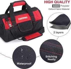 img 3 attached to 👜 FASTPRO 14-Inch Zip-top Wide Mouth Open Storage Tool Bag: Stylish Design with Quality Endurance and Adjustable Shoulder Strap
