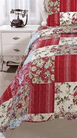 img 4 attached to 🌹 English Roses Quilt Set: Cotton Rich, Prewashed, Preshrunk, Full/Queen Size Bedspread, Perfect Lightweight Summer Bedspread, Bedcover, Coverlet, Bed Throw