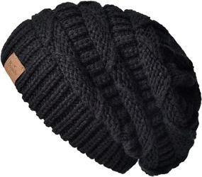 img 4 attached to ❄️ ENJOYFUR Women's Chunky Cable Knit Slouchy Beanie Hat - Trendy Oversized Winter Hats