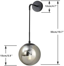 img 2 attached to BOKT Mid Century Modern Wall Lamp Minimalist Adjustable Bedside Wall Lamp Ball Glass Fixture Reading Lamp (Black Body Smoky Shade)