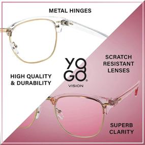 img 1 attached to Stylish Blue Light Glasses for Men and Women: Semi Rimless Half Rim Computer Eyeglasses 3 Pack - Crystal Gold, Transparent Pink Gold, Blue Gold