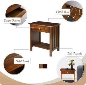 img 2 attached to 🌙 New Warm Brown Vanderbilt Nightstand with Convenient USB Port for Home