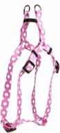 🐶 vibrant yellow dog design blue and brown polka dot step-in dog harness - stylish and comfortable! logo