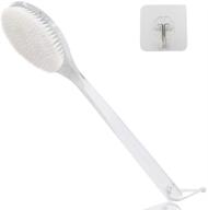 translucent handle mczxon bath body back shower brush with curved long handle for exfoliating skin, enhancing blood circulation, back scrubber bath shower wet or dry brushing body brush logo