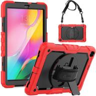 📱 seymac tab a 10.1 2019 case - sturdy protection tablet case with hand strap & 360 rotation - black/red logo