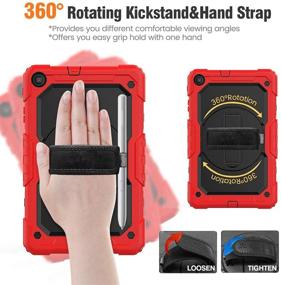 img 1 attached to 📱 SEYMAC Tab A 10.1 2019 Case - Sturdy Protection Tablet Case with Hand Strap & 360 Rotation - Black/Red