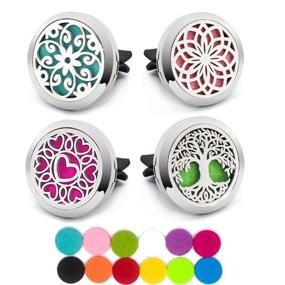img 4 attached to 🚘 Enhance Your Drive with the 4 PCS Essential Oil Car Diffuser Vent Clip: Aromatherapy Locket Air Freshener & 48 Refill Pads