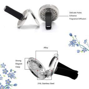 img 2 attached to 🚘 Enhance Your Drive with the 4 PCS Essential Oil Car Diffuser Vent Clip: Aromatherapy Locket Air Freshener & 48 Refill Pads