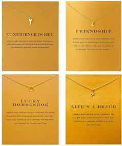 img 3 attached to 🐘 Friendship Elephant Necklace Set Unicorn Anchor Key Compass Sun Graduation Necklace with Meaning Gift Card - Pack of 4