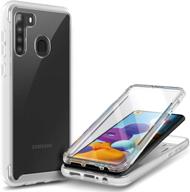 e-began clear full-body protective case for samsung galaxy a21 with built-in screen protector - shockproof, rugged, impact resistant, durable bumper cover logo