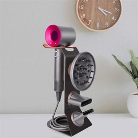 img 3 attached to 💇 Подставка для фена FLE Hair Dryer Stand Holder - Усовершенствованная силиконовая подкладка с защитным дизайном для фена Dyson | Совместима с моделями Dyson Supersonic | Металлический черный