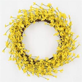 img 4 attached to 🌸 Lvydec Artificial Forsythia Flower Wreath - 16-inch Yellow Flower Door Wreath Faux Floral Spring/Summer Wreath for Front Door Wedding Home Decoration