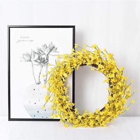 img 3 attached to 🌸 Lvydec Artificial Forsythia Flower Wreath - 16-inch Yellow Flower Door Wreath Faux Floral Spring/Summer Wreath for Front Door Wedding Home Decoration