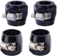 6an flexible rubber hose clamps - 4pcs/pack black connectors for 3/8 fuel line - ideal for fuel, oil, diesel, gas, air and water hose tube logo