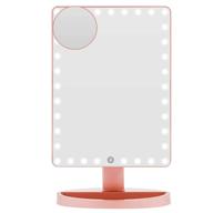 rose gold extra large lighted makeup mirror: 35 led lights, 10x 💄 magnification, touch screen dimmable & 360°rotation - cord and cordless countertop cosmetic mirror logo