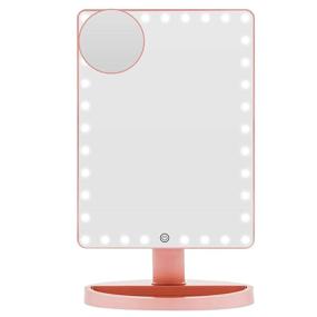 img 4 attached to Rose Gold Extra Large Lighted Makeup Mirror: 35 LED Lights, 10X 💄 Magnification, Touch Screen Dimmable & 360°Rotation - Cord and Cordless Countertop Cosmetic Mirror