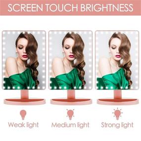 img 3 attached to Rose Gold Extra Large Lighted Makeup Mirror: 35 LED Lights, 10X 💄 Magnification, Touch Screen Dimmable & 360°Rotation - Cord and Cordless Countertop Cosmetic Mirror