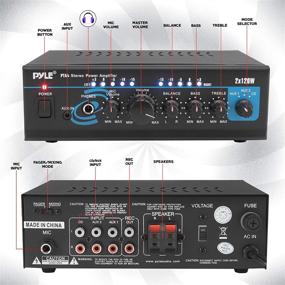 img 3 attached to 🔊 Pyle PTA4 Черный: Домашняя аудиоусилительная система мощности 2X120 Вт с звуковым микшером и двумя каналами для усиленных динамиков, общественного адресного, CD-плеера, театра, студийного использования - вход RCA, AUX, микрофон включен