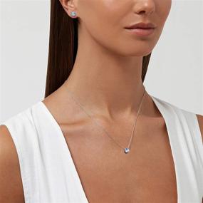 img 1 attached to 💎 Exquisite Aura Rhodium Plated Pendant Necklace and Crystal Stud Earring Set Featuring Genuine Swarovski Crystals