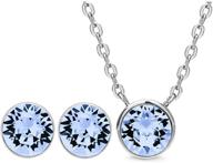 💎 exquisite aura rhodium plated pendant necklace and crystal stud earring set featuring genuine swarovski crystals logo