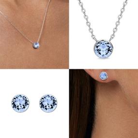 img 2 attached to 💎 Exquisite Aura Rhodium Plated Pendant Necklace and Crystal Stud Earring Set Featuring Genuine Swarovski Crystals