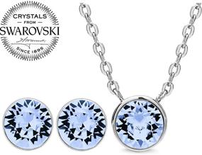 img 3 attached to 💎 Exquisite Aura Rhodium Plated Pendant Necklace and Crystal Stud Earring Set Featuring Genuine Swarovski Crystals