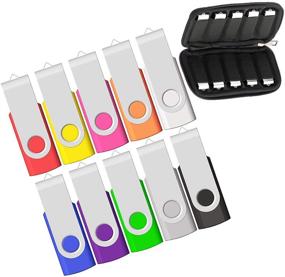 img 4 attached to 💾 JBOS 32GB USB Flash Drive 10 Pack: Bulk USB Drives with Easy-Storage Bag & Swivel Design - Gig Stick USB2.0 Pendrive, Thumb Drives Packs in Mixed Colors