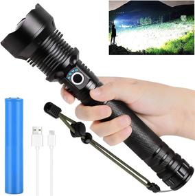 img 4 attached to 🔦 Lylting Rechargeable LED Flashlights - Ultra High Lumens, 90000 Lumens Super Bright Zoomable Waterproof Flashlight Kit with Batteries &amp; 3 Modes, Ideal Handheld Flashlight for Camping and Emergencies