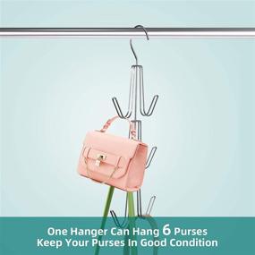 img 2 attached to 👜 ZEDODIER Purses Handbags Hangers: Space Saving Storage Organizer for Closet Organization - 2 Pack Silver Metal Holder for Bags, Handbags, Backpacks, Tank Tops, and Belts