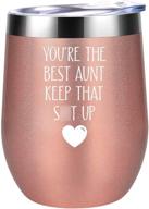 🎁 aunt gifts from niece, nephew: funny bae best aunt ever wine tumbler & mug - perfect birthday and christmas gifts for aunt – coolife logo