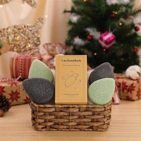 img 3 attached to 🧽 4pc Set of Natural Konjac Facial Sponges – Teardrop Shape, Infused with Activated Charcoal and Aloe Vera, for Gentle Face Cleansing and Exfoliation