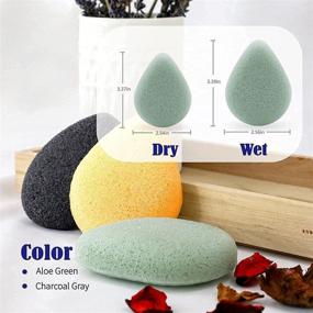 img 1 attached to 🧽 4pc Set of Natural Konjac Facial Sponges – Teardrop Shape, Infused with Activated Charcoal and Aloe Vera, for Gentle Face Cleansing and Exfoliation