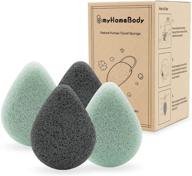 🧽 4pc set of natural konjac facial sponges – teardrop shape, infused with activated charcoal and aloe vera, for gentle face cleansing and exfoliation logo