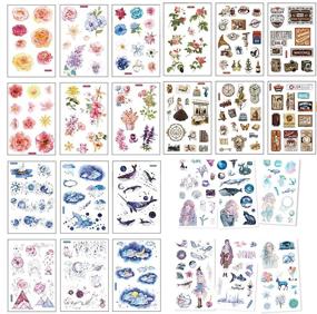 img 2 attached to 🌈 Colorful 48-Sheet Agwut Watercolor Fantasy Scrapbook Washi Paper Stickers Set: Ideal for Junk Journal, Scrapbooking Planner, Notebook, DIY Arts & Crafts