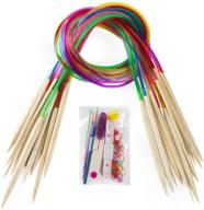vancens 18-pair bamboo knitting needles set with colorful plastic tubes - 18 sizes, 2mm to 10mm, 31.5" length - including small weaving tools logo