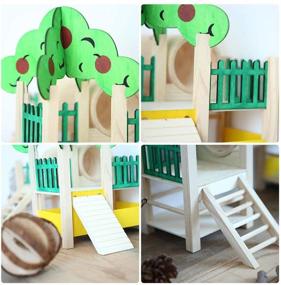 img 1 attached to 🐹 Ultimate Hamster Playground: Hamiledyi Wooden House and Tunnel System with Fences, Ladders, Roofs, and Play Toys - Ideal for Syria Hamster, Mouse, Gerbil, and Small Animals