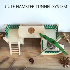 img 2 attached to 🐹 Ultimate Hamster Playground: Hamiledyi Wooden House and Tunnel System with Fences, Ladders, Roofs, and Play Toys - Ideal for Syria Hamster, Mouse, Gerbil, and Small Animals