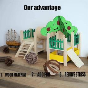 img 3 attached to 🐹 Ultimate Hamster Playground: Hamiledyi Wooden House and Tunnel System with Fences, Ladders, Roofs, and Play Toys - Ideal for Syria Hamster, Mouse, Gerbil, and Small Animals