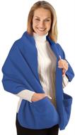 winter essential: cozy fleece wrap shawl with large front pockets - ultimate warmth for hands and shoulders logo