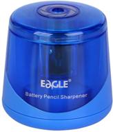 🔋 battery operated electric pencil sharpener by eagle - blue, double blade design, large shaving holder logo