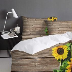 img 1 attached to Rustic Wood Sunflowers 3 Piece Bedding Set - Queen Size Duvet Quilt Cover with 2 Pillow Cases, Ideal for Children, Teens, and Adults