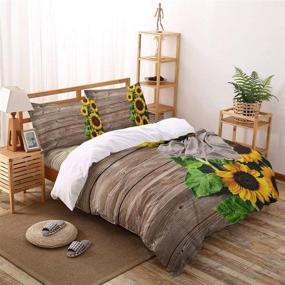 img 2 attached to Rustic Wood Sunflowers 3 Piece Bedding Set - Queen Size Duvet Quilt Cover with 2 Pillow Cases, Ideal for Children, Teens, and Adults