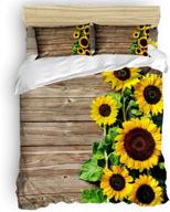 rustic wood sunflowers 3 piece bedding set - queen size duvet quilt cover with 2 pillow cases, ideal for children, teens, and adults logo