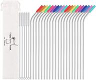 🥤 set of 20 mutnitt 10.5" reusable stainless steel straws with silicone tips and travel case - eco friendly bent metal straws with cleaning brushes for 20, 24, 30 oz tumblers logo